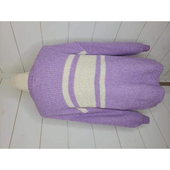 American Eagle Outfitters XS purple & white striped oversized sweater - Picture 2 of 5